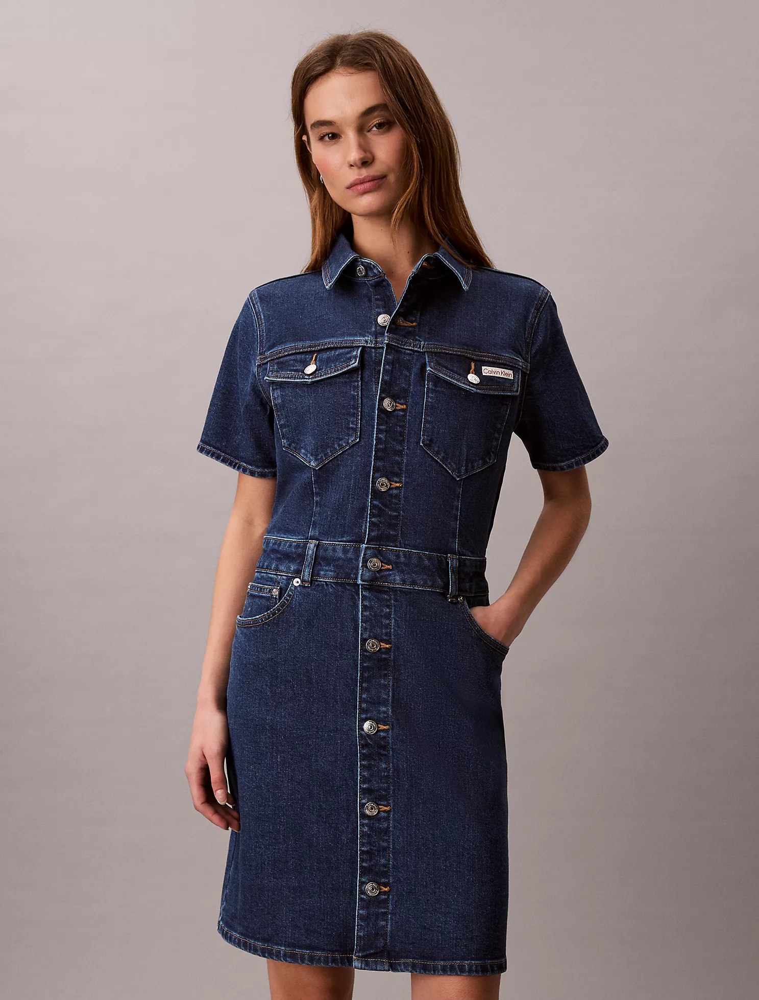 Denim Mini Trucker Dress-Mainland