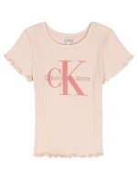 Girls Monologo Rib T-Shirt-Pearl