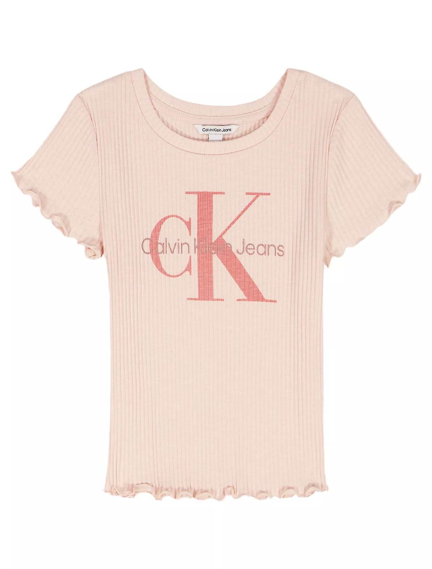 Girls Monologo Rib T-Shirt-Pearl