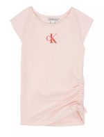 Girls Monologo Side Ruche T-Shirt-Pearl