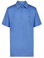 Boys Monogram Tech Polo Shirt-Blue