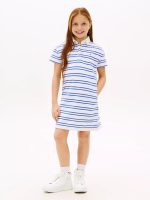 Kids' Rugby Polo Dress-White Stripes