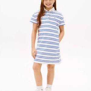 Kids' Rugby Polo Dress-White Stripes