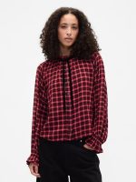 Relaxed Ruffle Top-Red Plaid