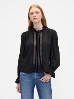 Relaxed Ruffle Top-Black