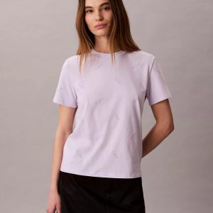 Allover Script Logo Classic T-Shirt-Island Lilac