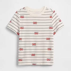 babyGap Print Crewneck T-Shirt-Ivory Cream Frost Firetrucks