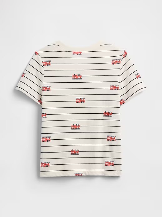 babyGap Print Crewneck T-Shirt-Ivory Cream Frost Firetrucks - Image 2