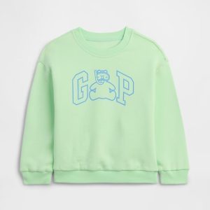 babyGap Logo Relaxed Crewneck Sweatshirt-Neon Mint Green Scuba Bear