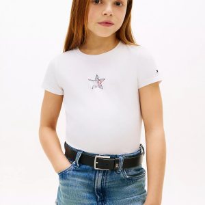 Kids' Rhinestone Star Flag T-Shirt-White