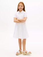 Kids' Embroidered Eyelet Shirtdress-Th Optic White