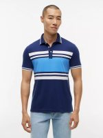Slim Fit Block Stripe Stretch Pique Polo-Navy/Blue