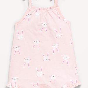 Printed Sleeveless Tie-Strap Romper for Baby-Bunny