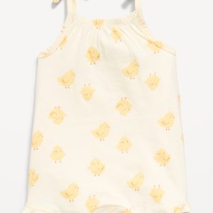 Printed Sleeveless Tie-Strap Romper for Baby-Chicks