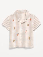 Striped Linen-Blend Embroidered Shirt for Baby-Bunny