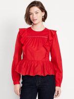 High-Neck Ruffle Peplum Top-Amaryllis
