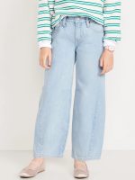Super Baggy Barrel-Leg Jeans for Girls-Light Wash