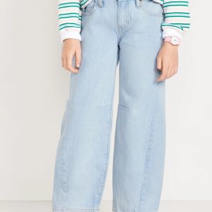 Super Baggy Barrel-Leg Jeans for Girls-Light Wash