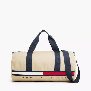 Unisex Flag Stripe Logo Duffle-Khaki Sand