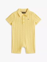 Babies' Cable Knit Polo Shortall-Sunshine