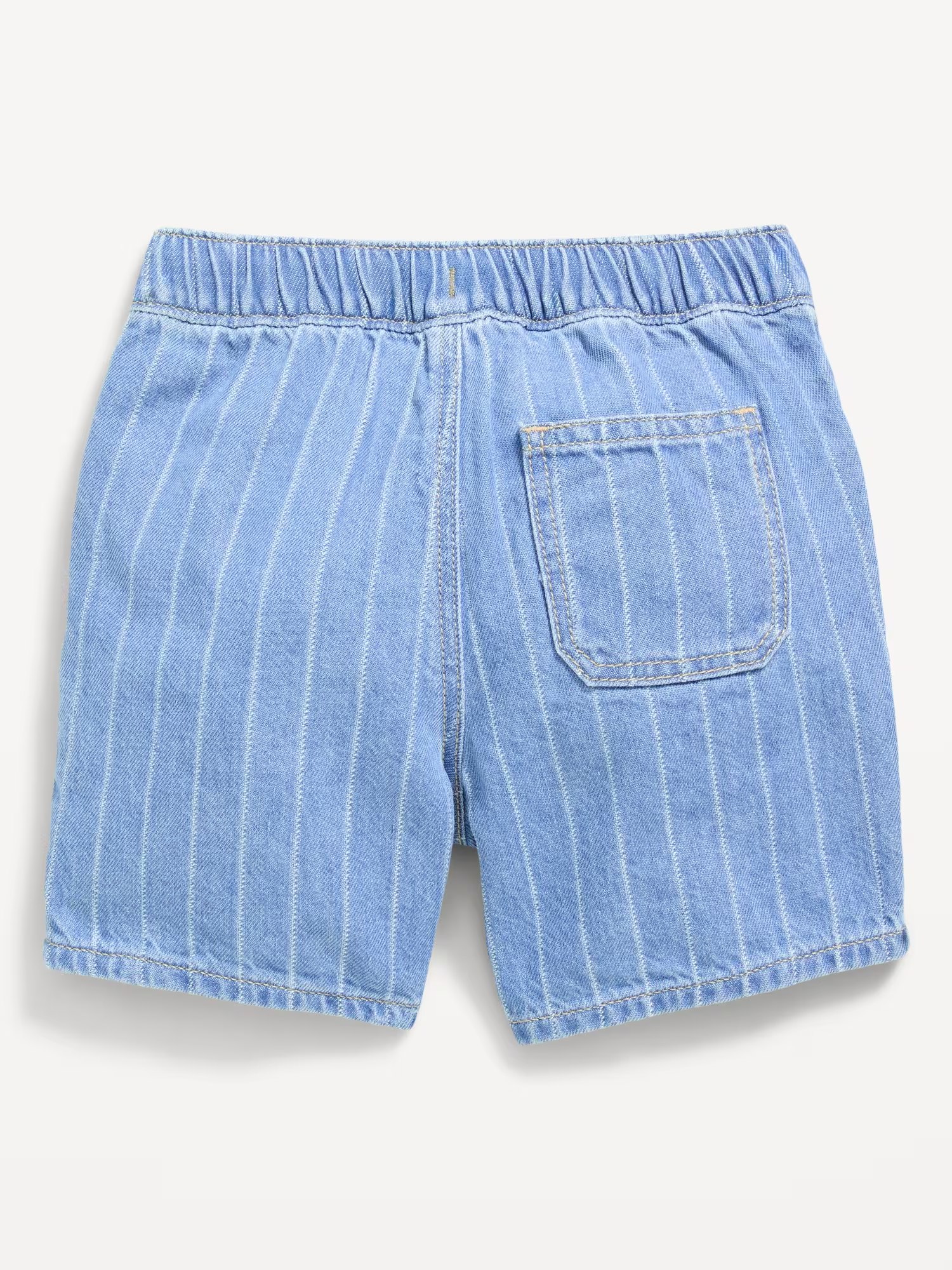 Baggy Pull-On Jean Shorts for Toddler Boys-Light Stripe - Image 3