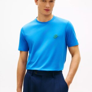 Embroidered Script Monogram T-Shirt-Blue Orbit