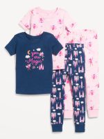 Snug-Fit Graphic Pajama 4-Piece for Toddler & Baby-Pink Fairy