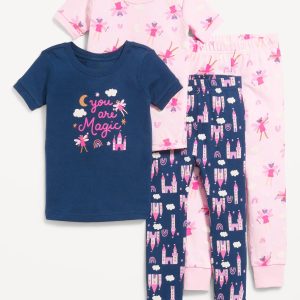 Snug-Fit Graphic Pajama 4-Piece for Toddler & Baby-Pink Fairy