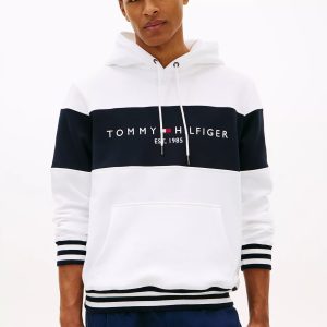 Colorblock Logo Hoodie-White