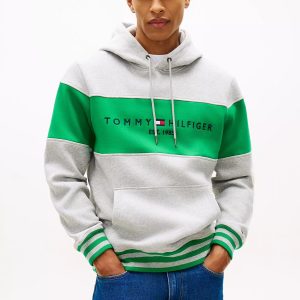 Colorblock Logo Hoodie-Grey Heather