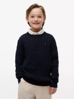 Kids' Cable Knit Sweater-Navy Blue
