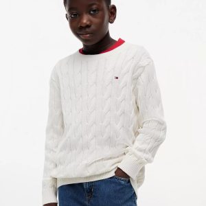 Kids' Cable Knit Sweater-Ivory