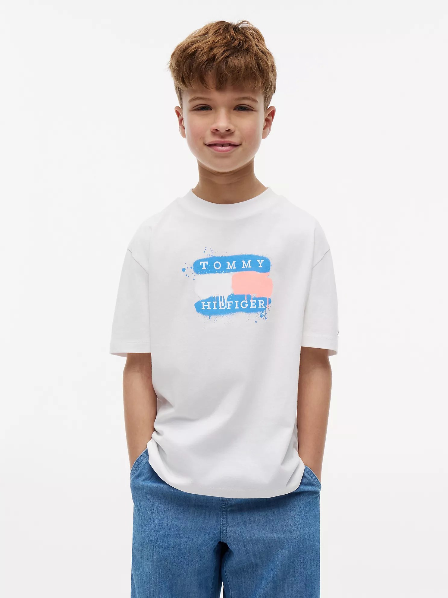 Kids' Tommy Graffiti Logo T-Shirt-White