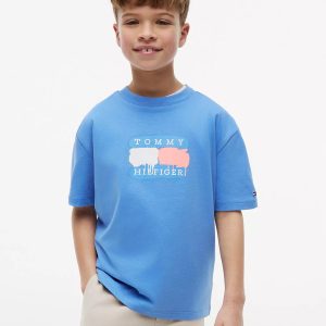Kids' Tommy Graffiti Logo T-Shirt-Copenhagen Blue