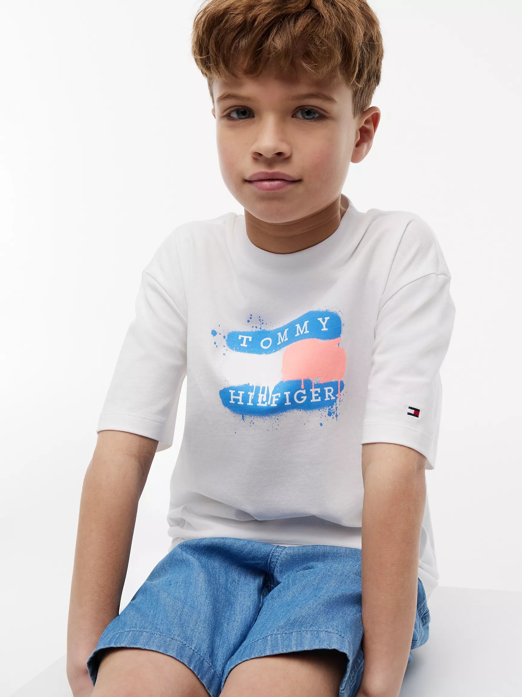 Kids' Tommy Graffiti Logo T-Shirt-White - Image 3