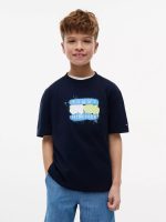 Kids' Tommy Graffiti Logo T-Shirt-Dark Night Navy