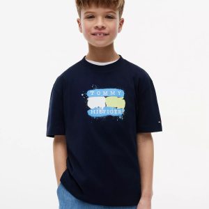 Kids' Tommy Graffiti Logo T-Shirt-Dark Night Navy