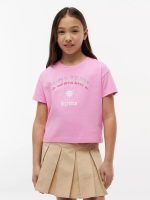 Kids' Rhinestone Tommy Logo T-Shirt-Pink Daisy