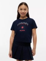 Kids' Rhinestone Tommy Logo T-Shirt-Dark Night Navy