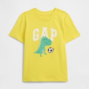 babyGap Graphic T-Shirt-Bright Neon Yellow Dinosaur Soccer