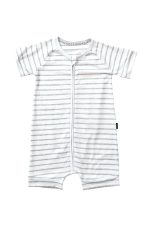 Zip Romper Wondersuit-Grey/White