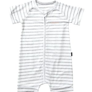 Zip Romper Wondersuit-Grey/White