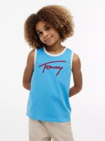 Kids' Script Tommy Logo Tank Top-Frigid Blue
