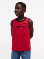 Kids' Script Tommy Logo Tank Top-Primary Red