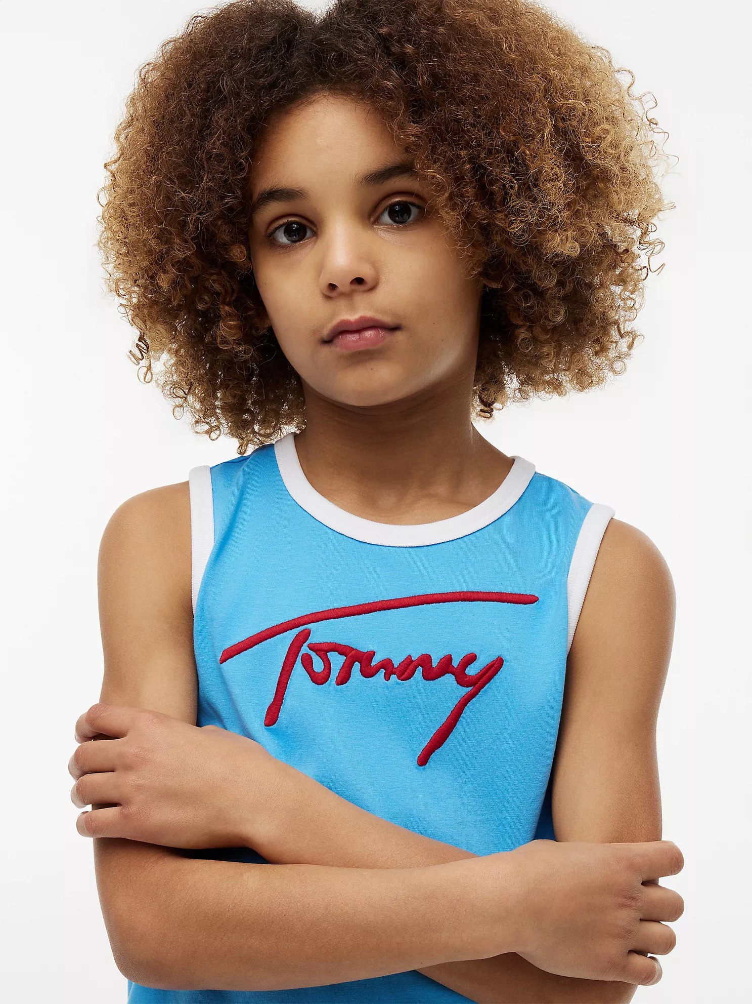 Kids' Script Tommy Logo Tank Top-Frigid Blue - Image 2