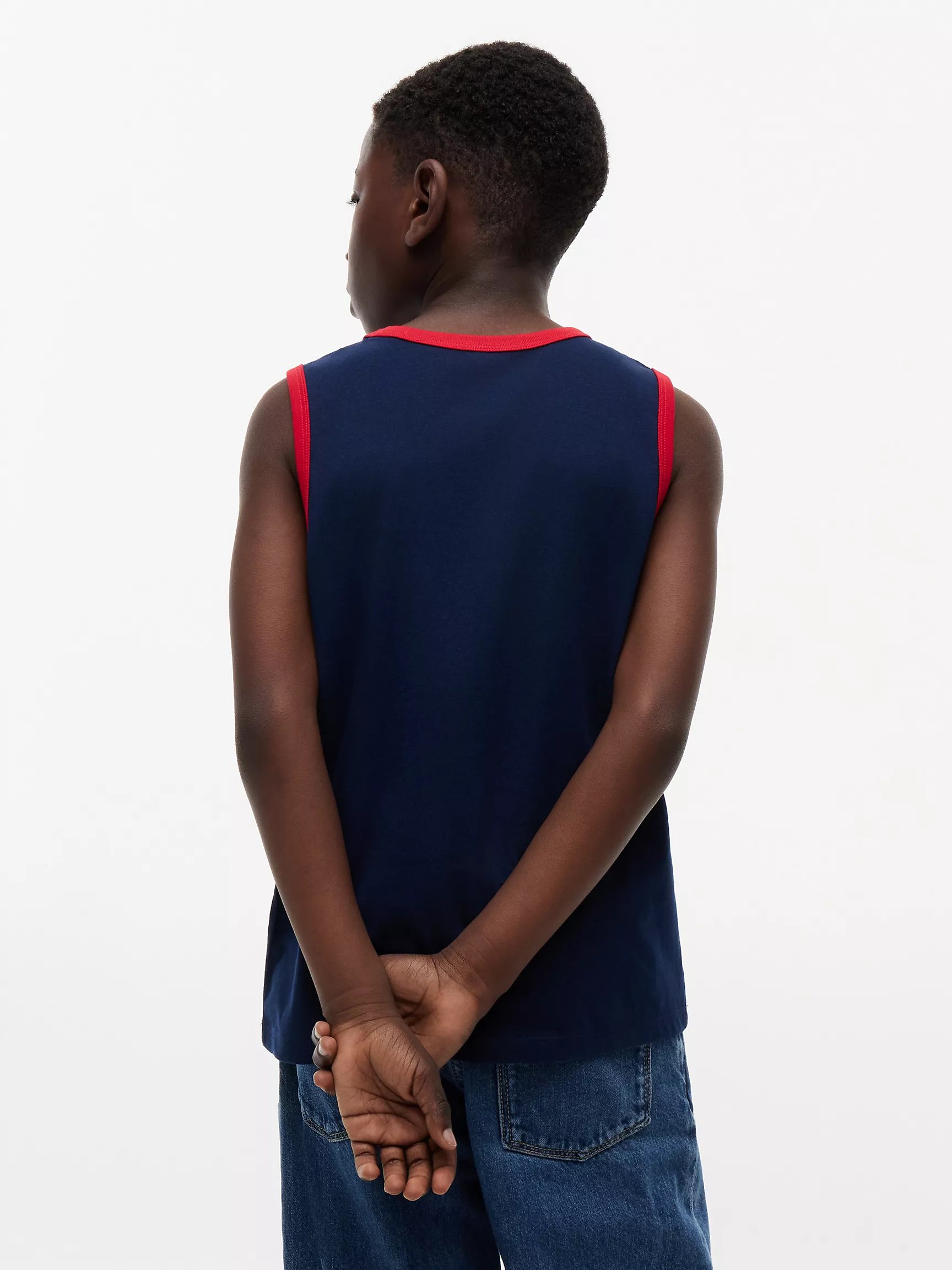Kids' Script Tommy Logo Tank Top-Carbon Navy - Image 2