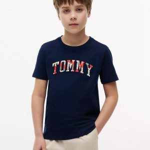 Kids' Floral Tommy Logo T-Shirt-Carbon Navy