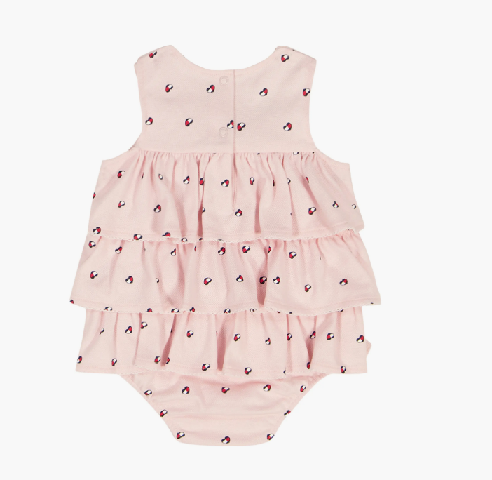 Ruffle Piquè Bodysuit & Headband Set-Dark Pink - Image 3
