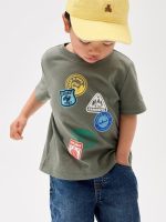babyGap Graphic T-Shirt-Mesculen Green Camp Badges