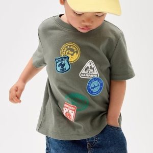 babyGap Graphic T-Shirt-Mesculen Green Camp Badges